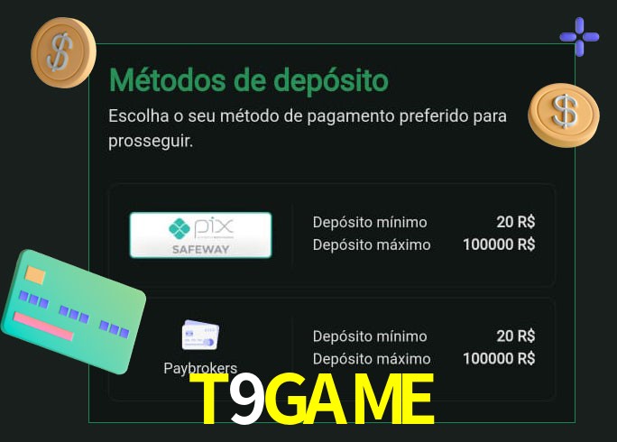 O cassino T9GAMEbet oferece uma grande variedade de métodos de pagamento
